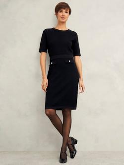 Hobbs Petra Knitted Slim Fit Dress containing LENZING™ ECOVERO™ Viscose, Black