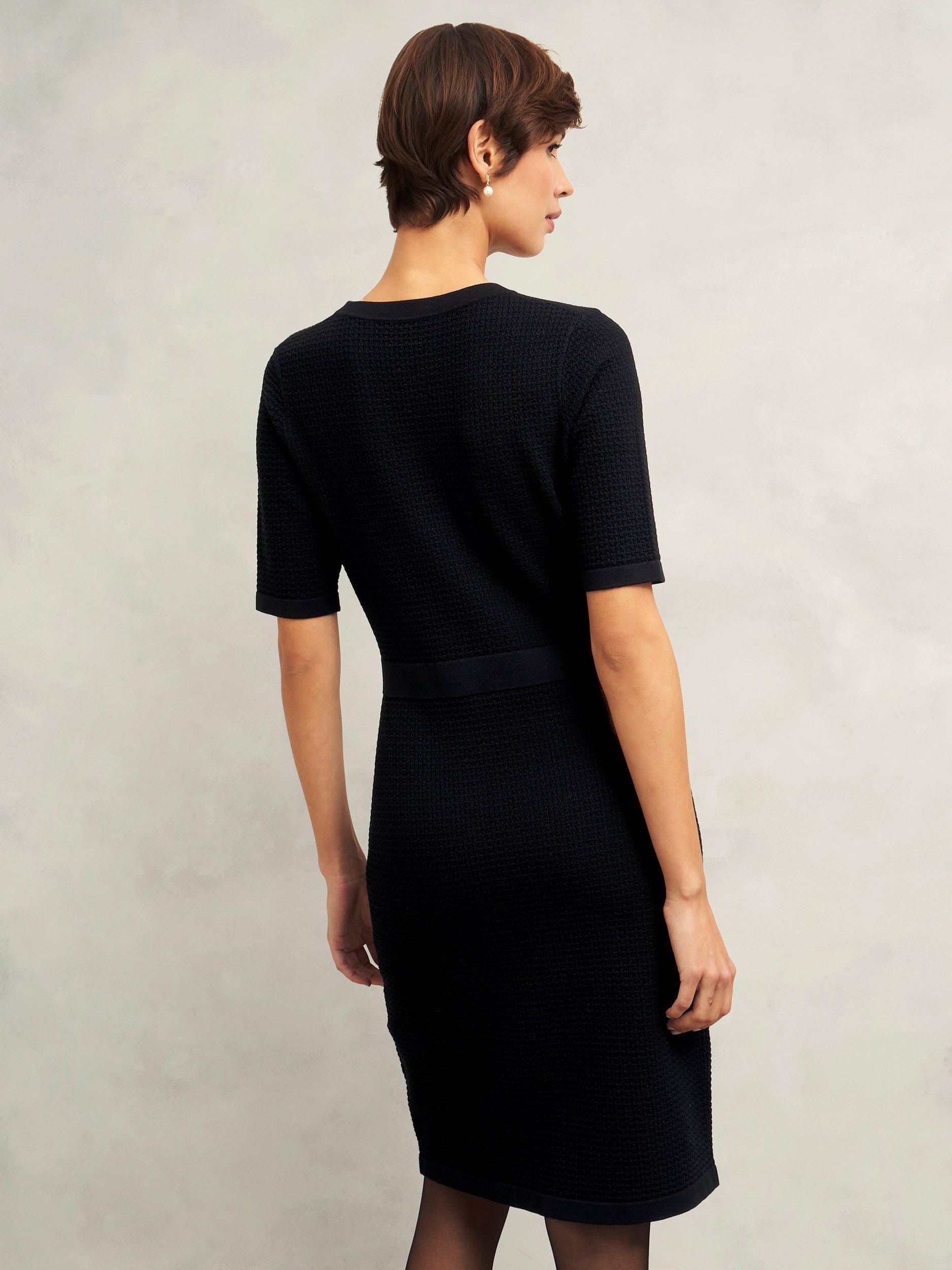 Product image 2 of 7, which shows Hobbs Petra Knitted Slim Fit Dress, Black, 12