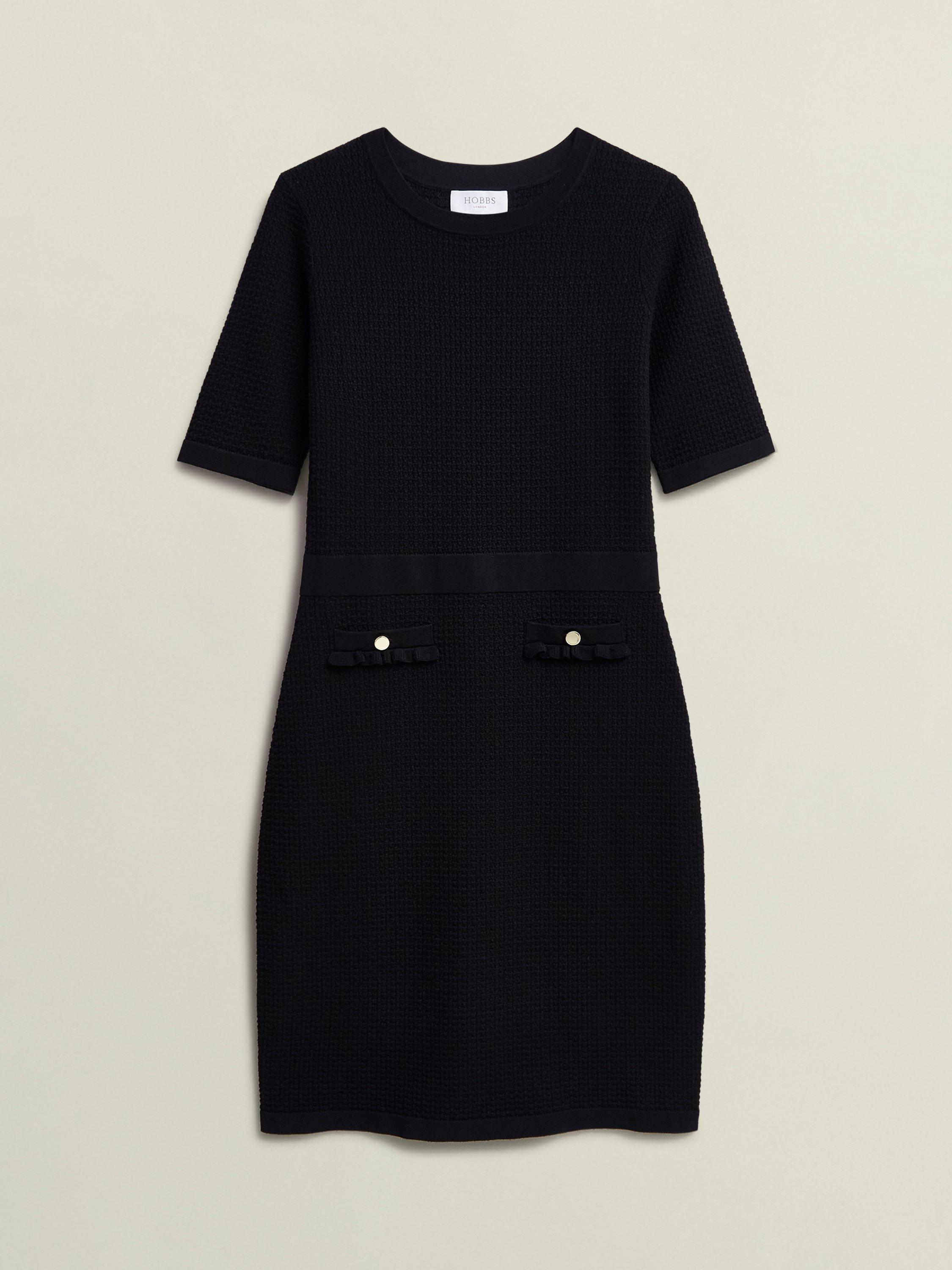 Product image 4 of 7, which shows Hobbs Petra Knitted Slim Fit Dress, Black, 12