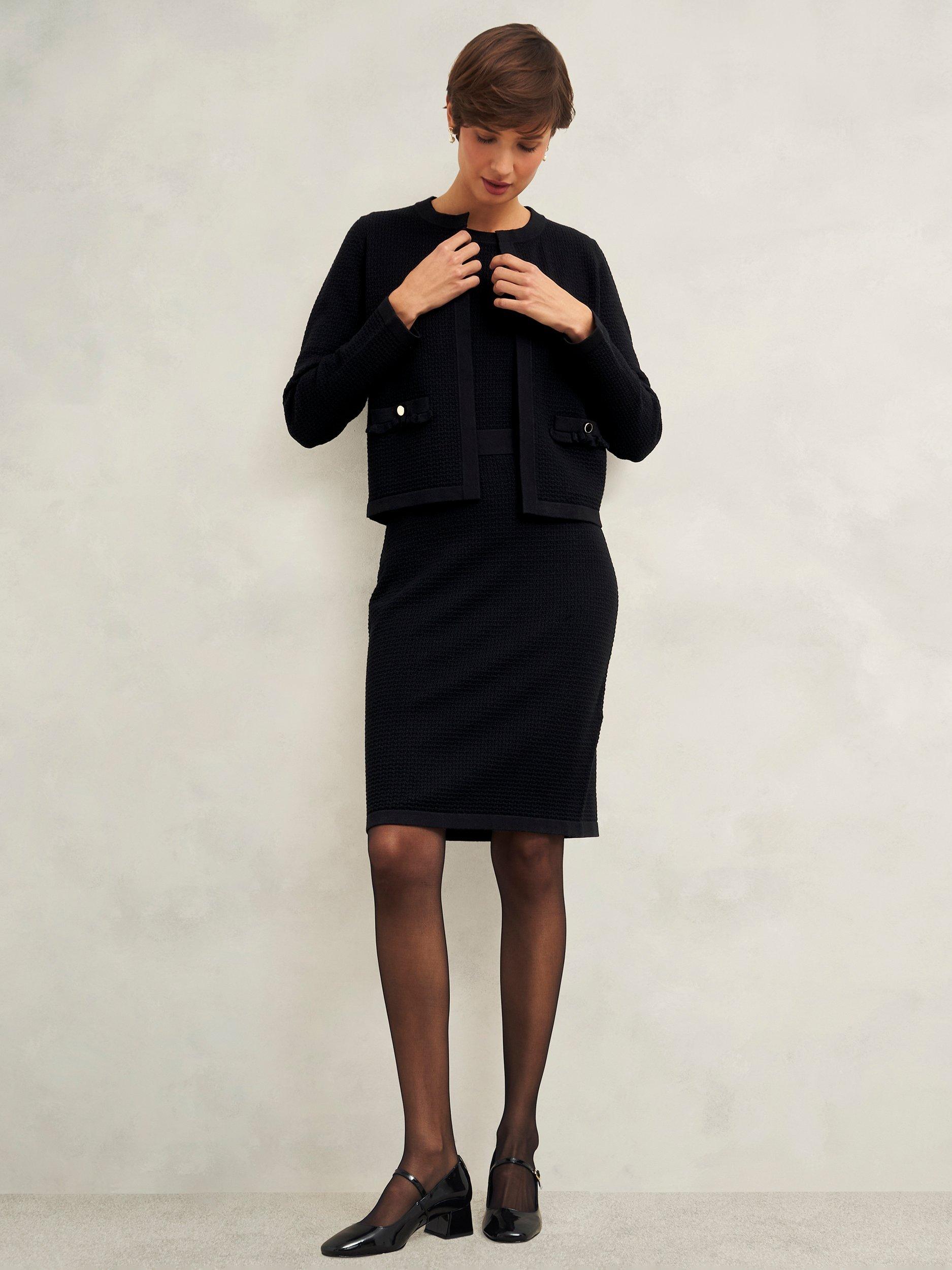 Product image 6 of 7, which shows Hobbs Petra Knitted Slim Fit Dress, Black, 12
