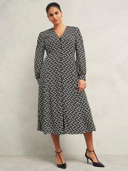 Hobbs Zadie Geometric Dress, Black/Cream, Black/Cream