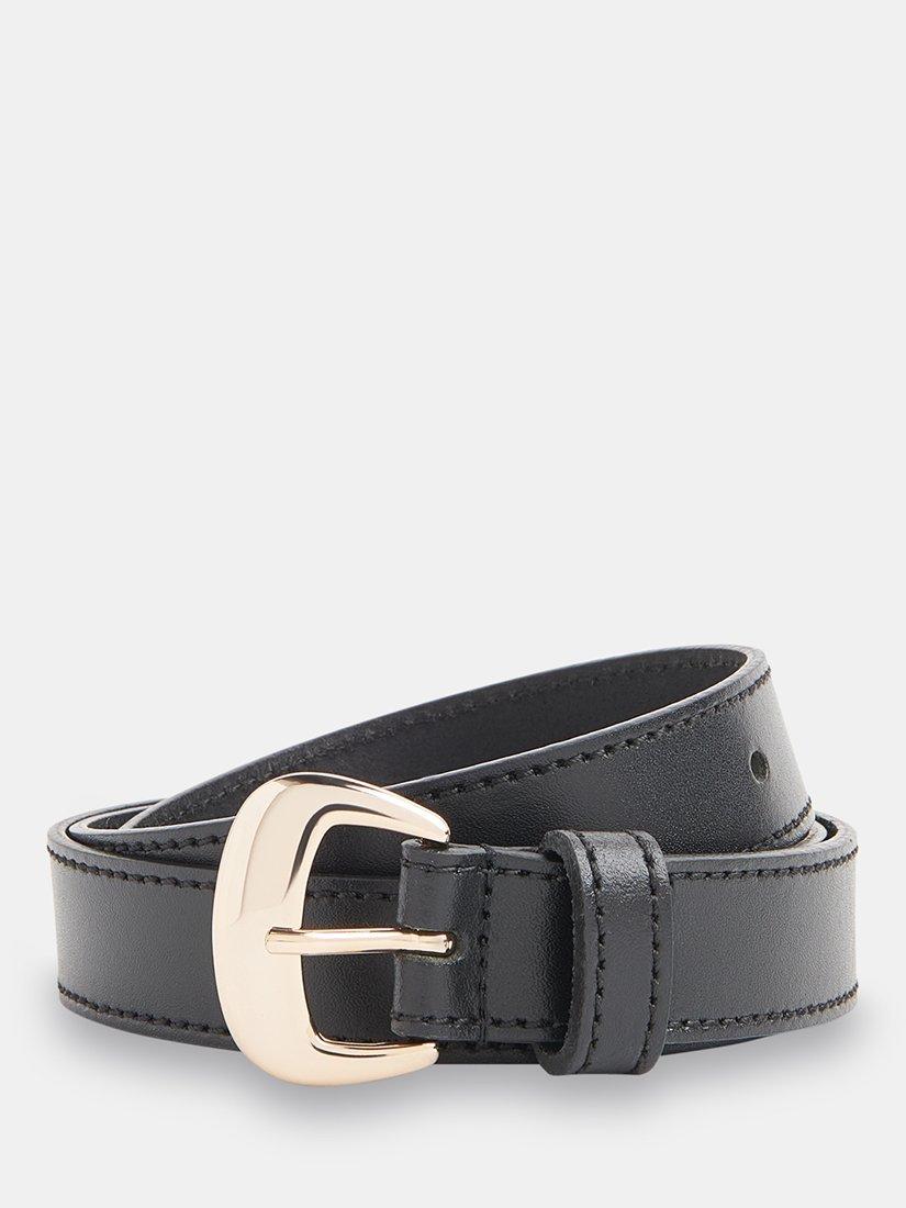 Product image 1 of 4, which shows Whistles Leather Slim Belt, Black, S