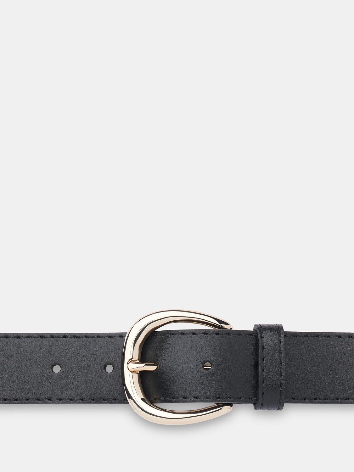 Product image 2 of 4, which shows Whistles Leather Slim Belt, Black, S