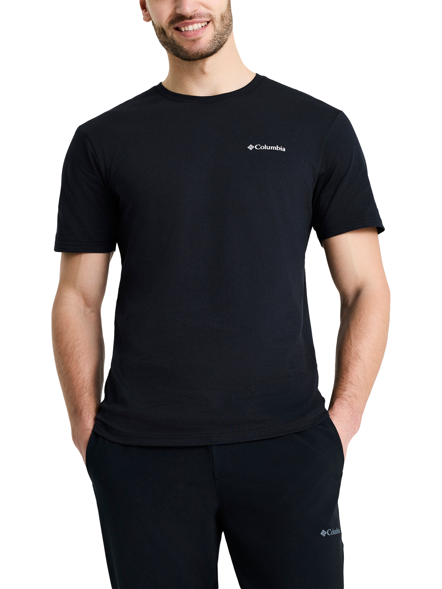 Product image 1 of 6, which shows Columbia Men's North Cascades Short Sleeve T-Shirt, Black, S