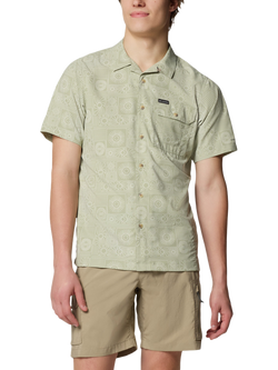 Columbia Tech Trail Printed Utility Short Sleeve Shirt, Safari Blazing