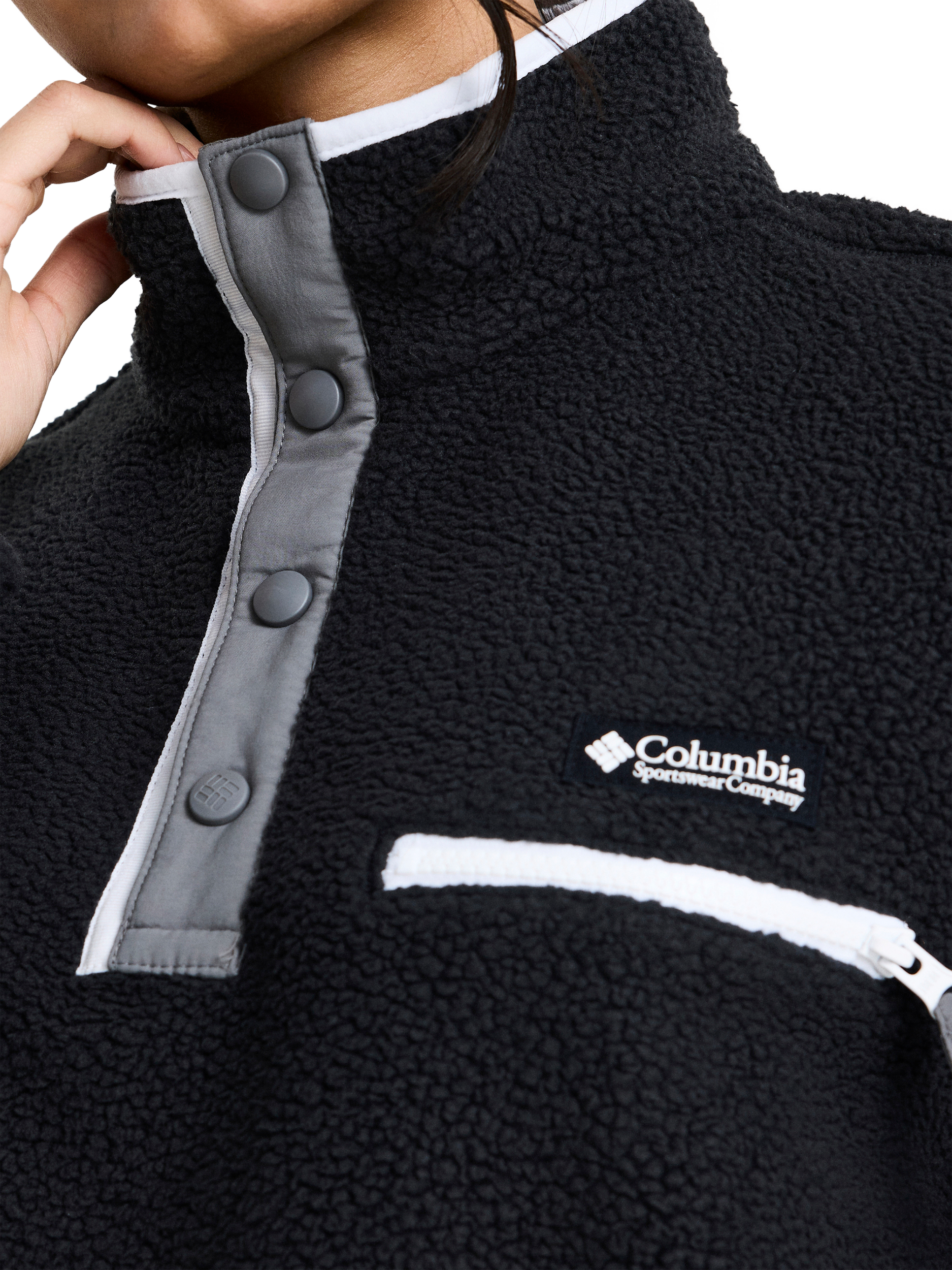 Product image 5 of 6, which shows Columbia Women's Helvetia II Cropped Half Snap Fleece, Black, S