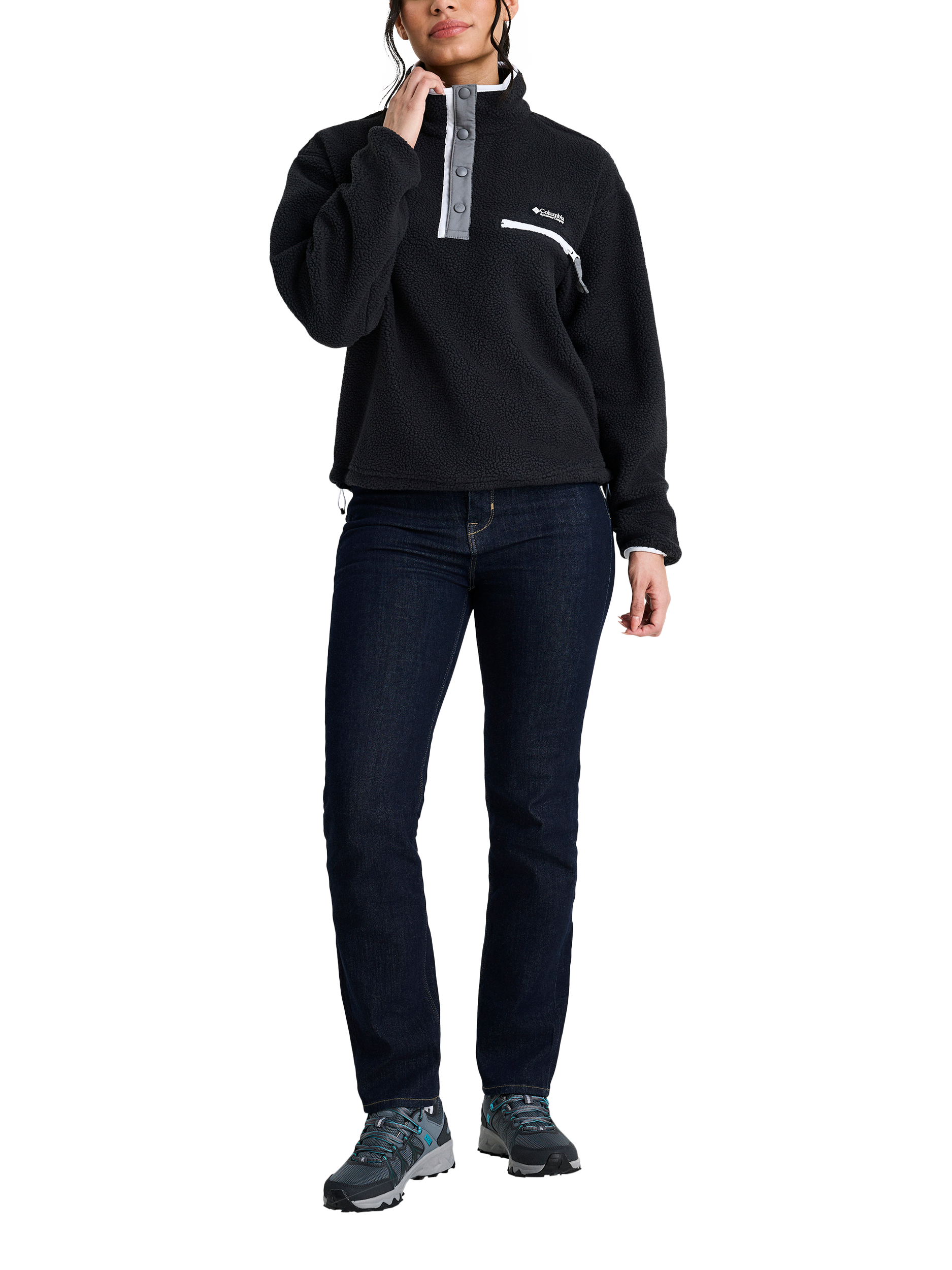 Product image 6 of 6, which shows Columbia Women's Helvetia II Cropped Half Snap Fleece, Black, S