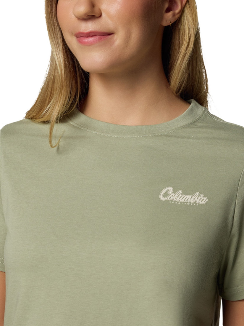 Product image 2 of 3, which shows Columbia Women's Rolling Bend Graphic T-Shirt, Safari/Timber, M