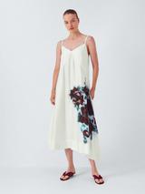 John Lewis Placement Bloom Spaghetti Straps Cami Midi Dress, Off White