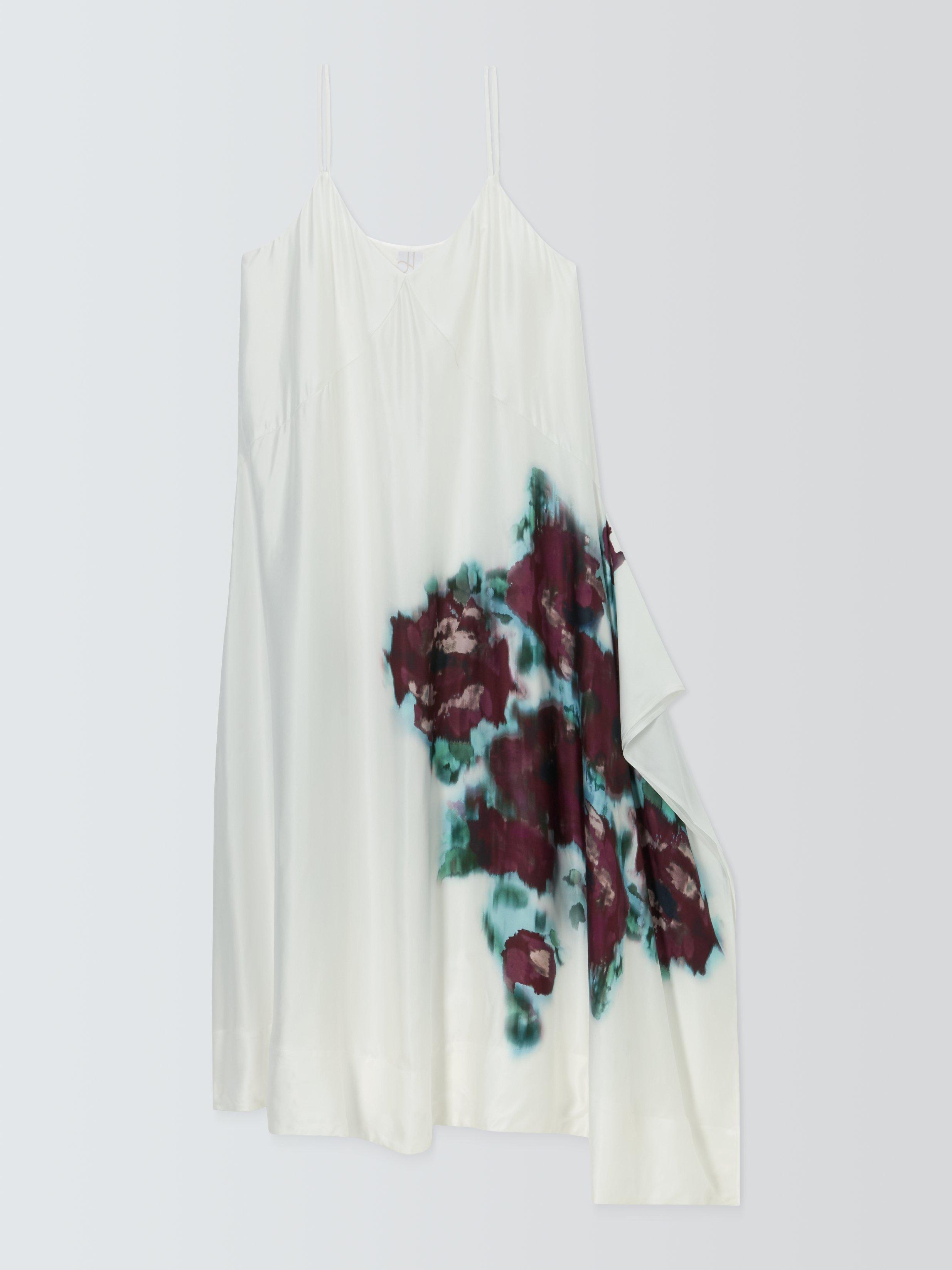 Product image 4 of 6, which shows John Lewis Placement Bloom Spaghetti Straps Cami Midi Dress, Off White, 8