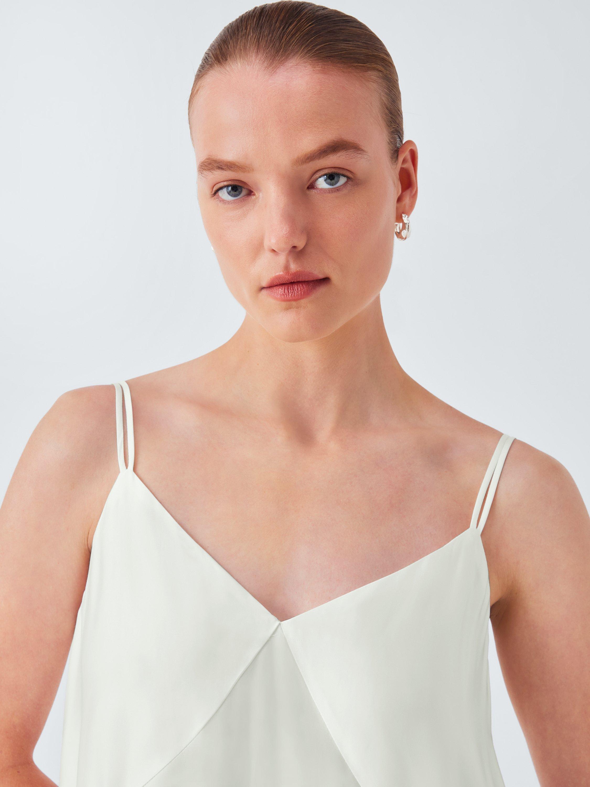 Product image 5 of 6, which shows John Lewis Placement Bloom Spaghetti Straps Cami Midi Dress, Off White, 8