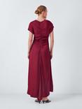 John Lewis Short Sleeved Ruched Back Maxi Dress, Red