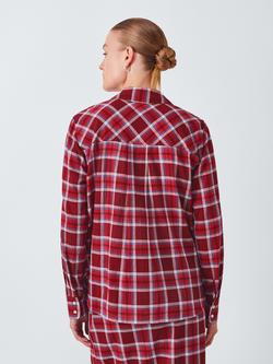 John Lewis Check Cotton Blend Shirt, Red - view 2, Red