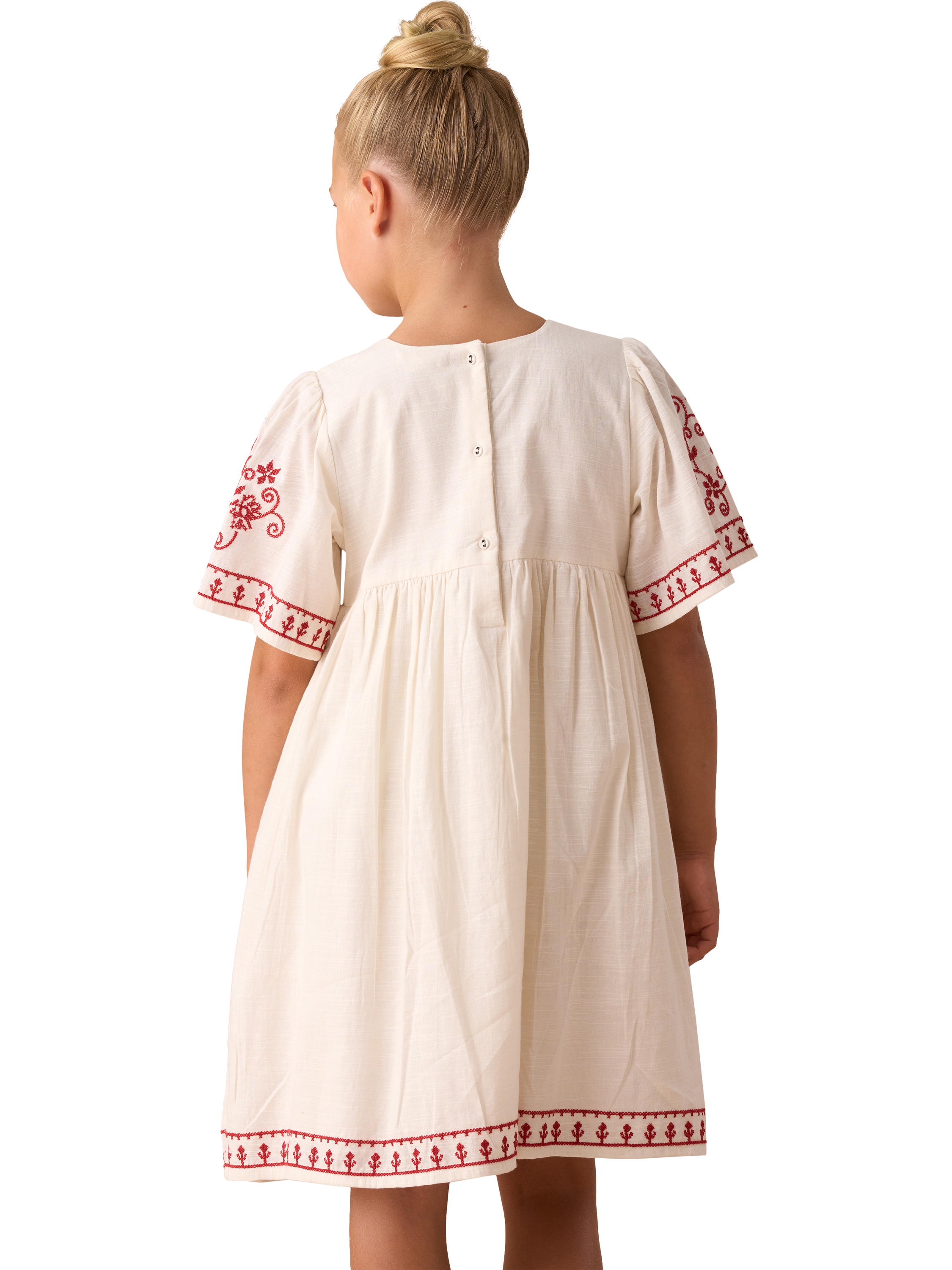 Product image 6 of 10, which shows Angel & Rocket Kids' Embroidered Swing Dress, Natural/Multi, 3 years
