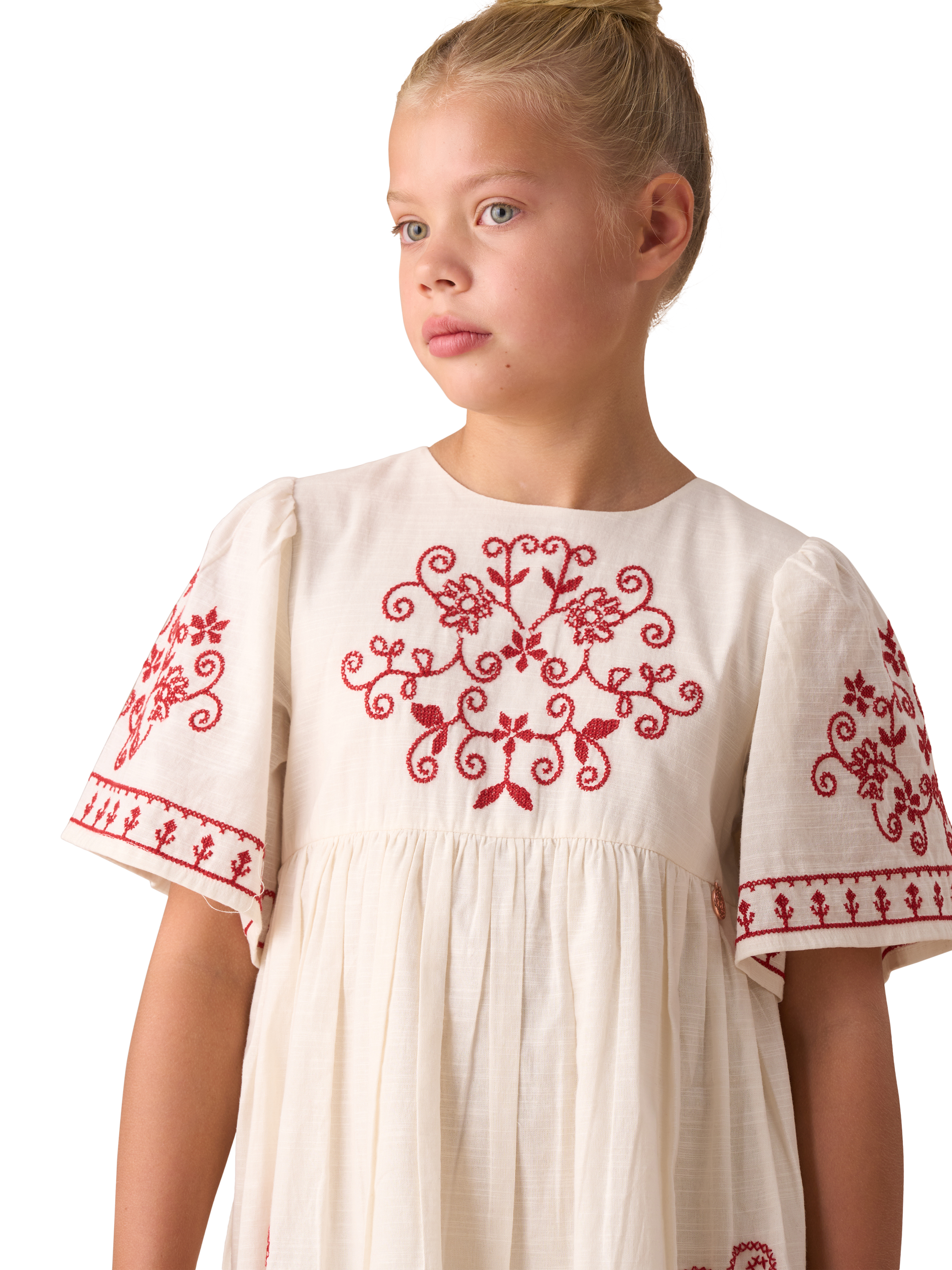 Product image 7 of 10, which shows Angel & Rocket Kids' Embroidered Swing Dress, Natural/Multi, 3 years