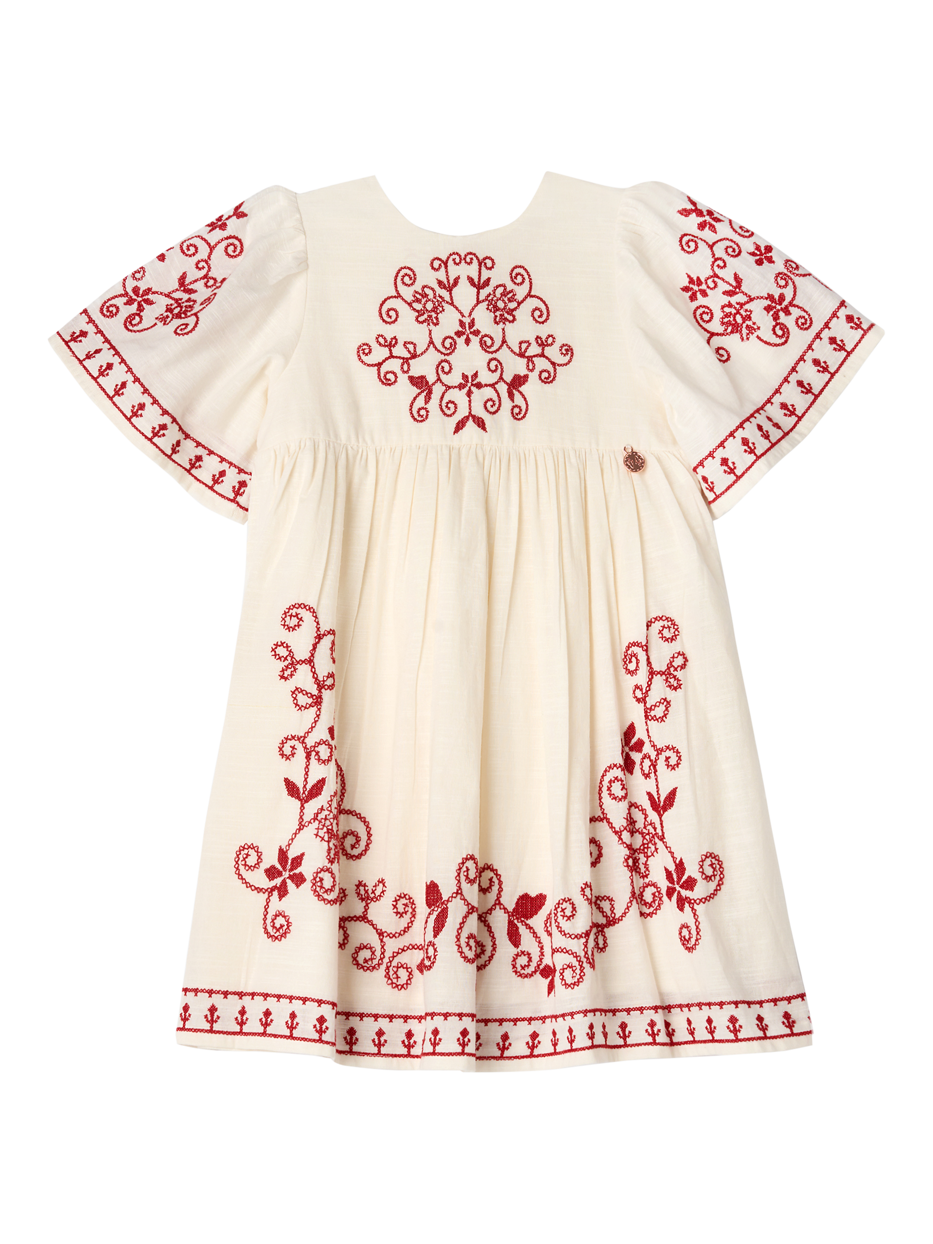 Product image 8 of 10, which shows Angel & Rocket Kids' Embroidered Swing Dress, Natural/Multi, 3 years