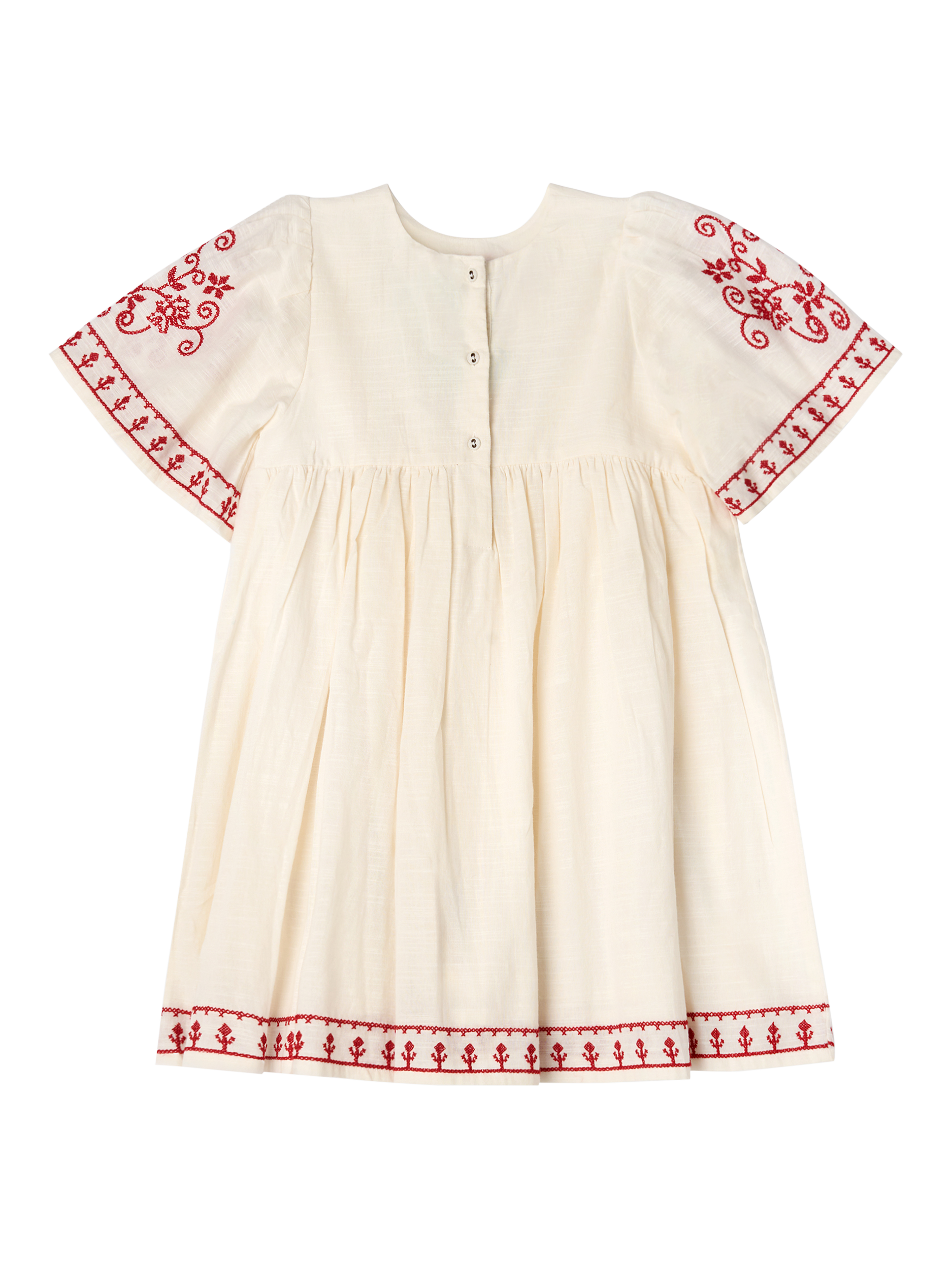 Product image 9 of 10, which shows Angel & Rocket Kids' Embroidered Swing Dress, Natural/Multi, 3 years