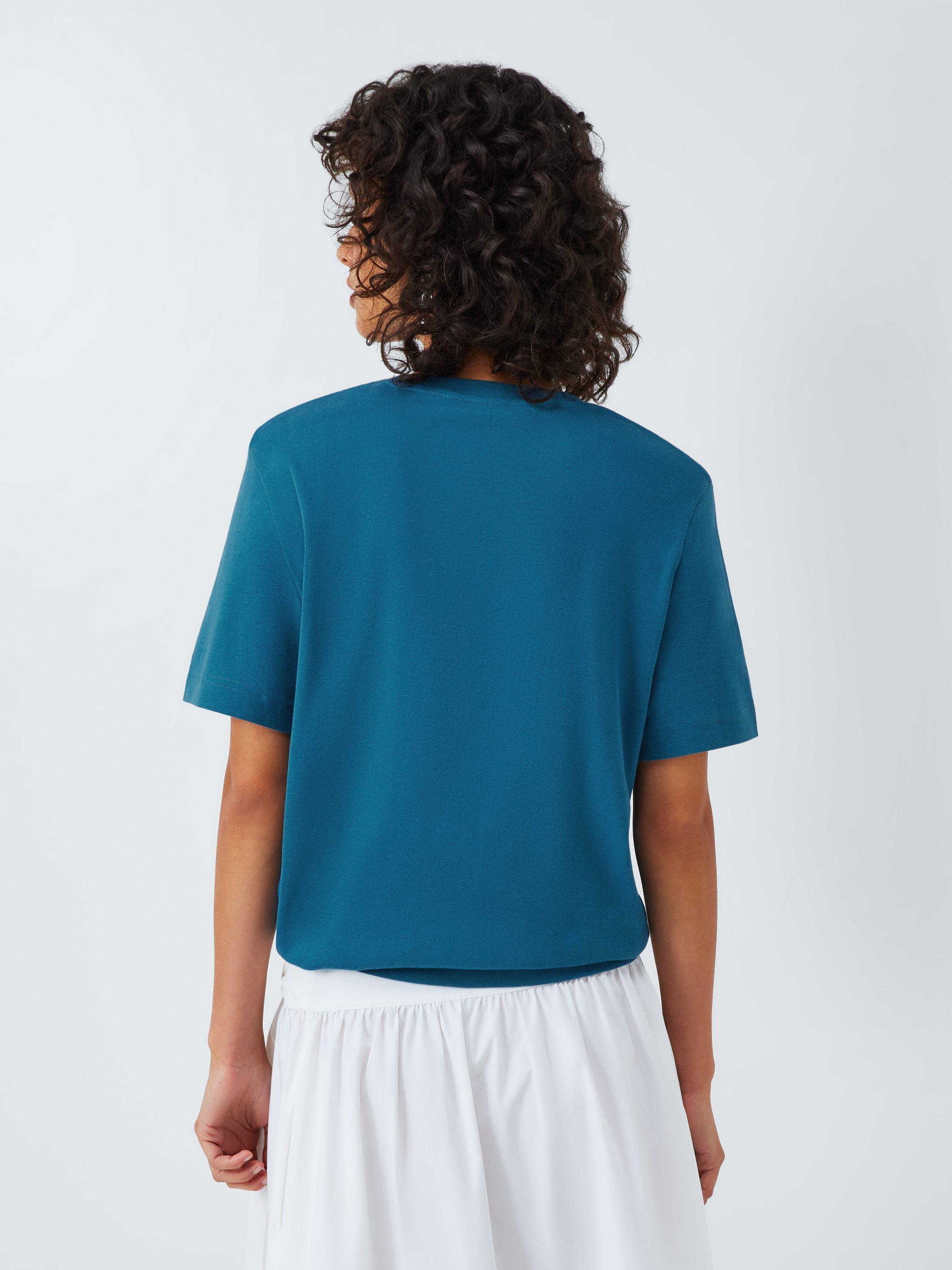 Product image 2 of 6, which shows John Lewis Organic Cotton Crew Neck T-Shirt, Blue, 6