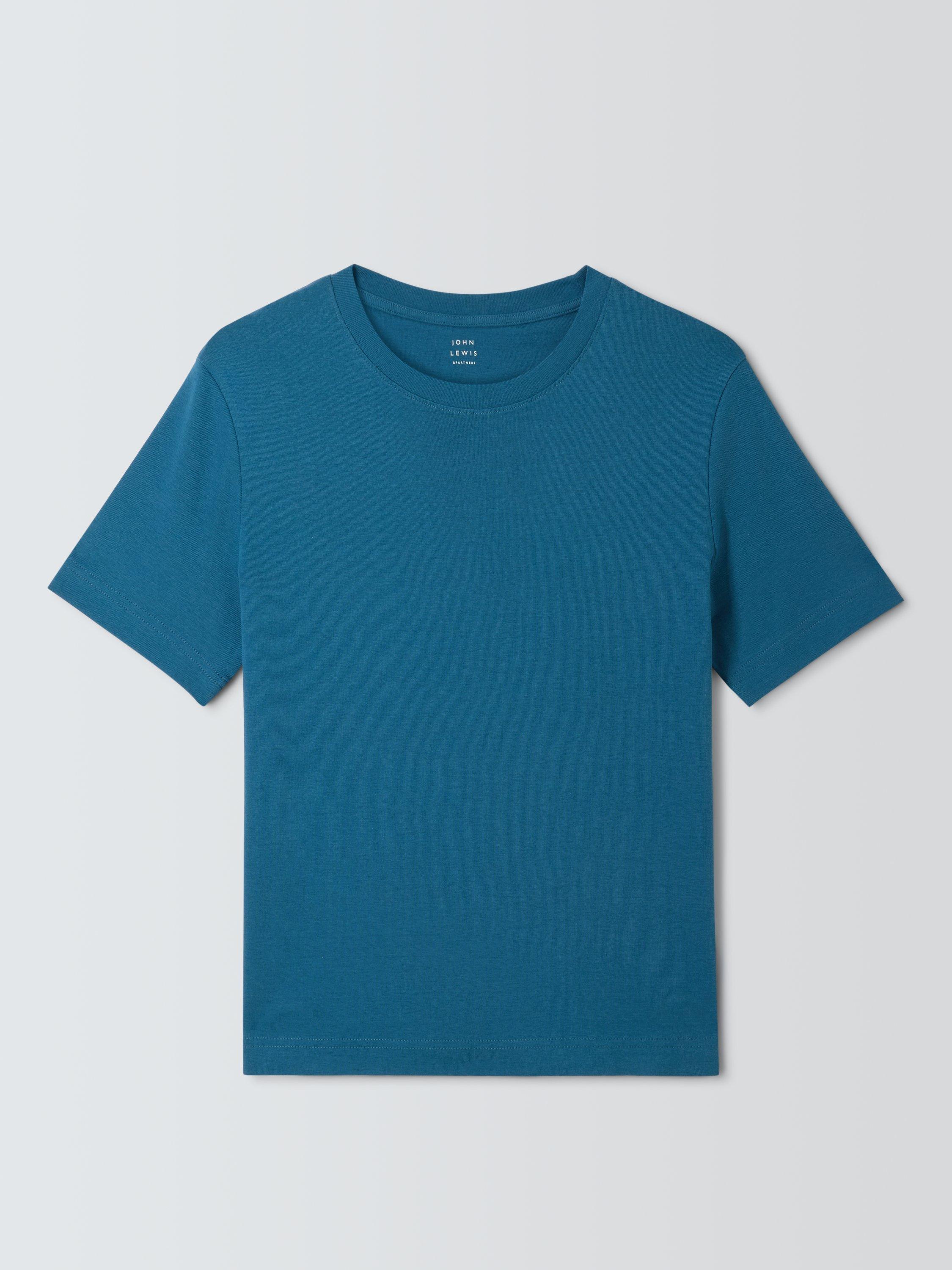 Product image 4 of 6, which shows John Lewis Organic Cotton Crew Neck T-Shirt, Blue, 6