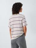 John Lewis Organic Cotton Crew Neck Stripe T-Shirt, White/Multi