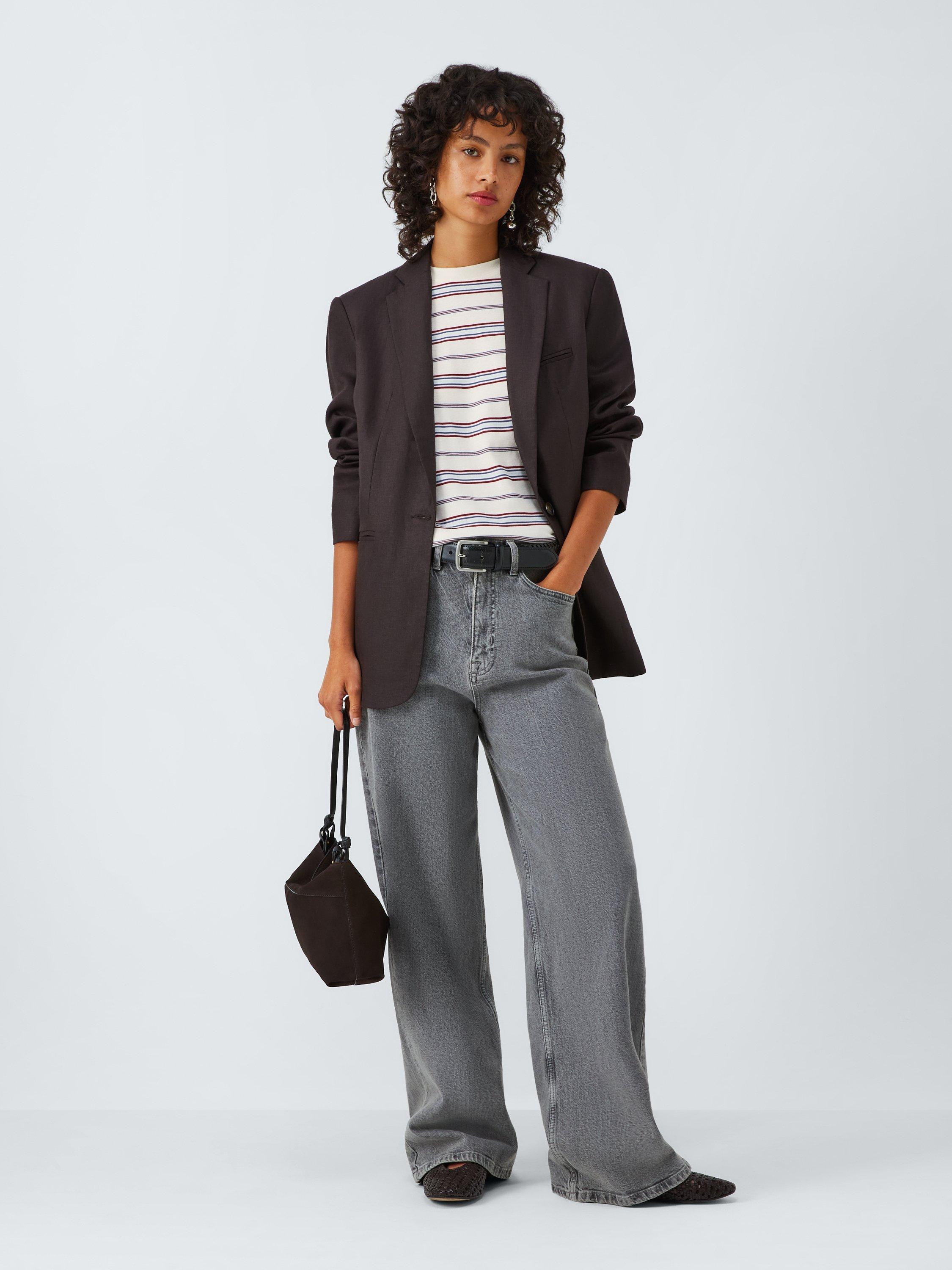 Product image 3 of 6, which shows John Lewis Organic Cotton Crew Neck Stripe T-Shirt, White/Multi, 6