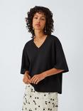 John Lewis Organic Cotton Oversized V-Neck T-Shirt, Black