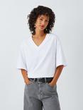 John Lewis Organic Cotton Oversized V-Neck T-Shirt, White