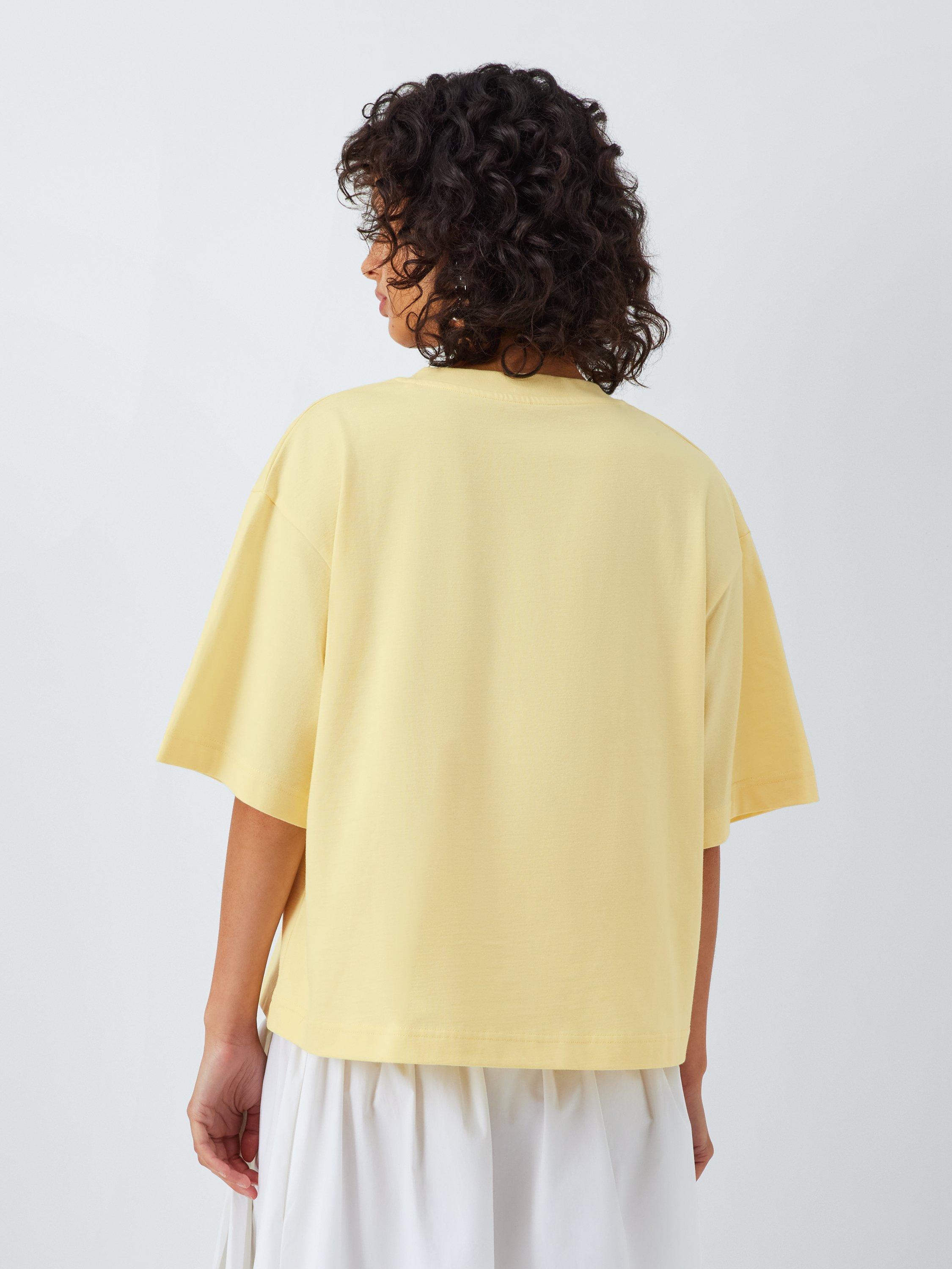 Product image 2 of 6, which shows John Lewis Organic Cotton Oversized V-Neck T-Shirt, Light Yellow, 6