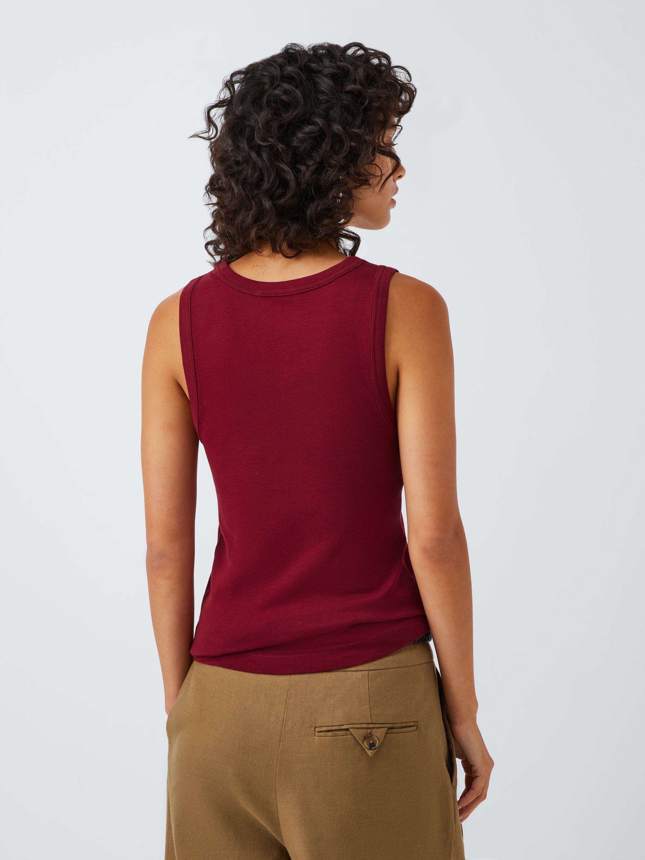 Product image 2 of 6, which shows John Lewis Cotton Sleeveless Tank Top, Burgundy, 6