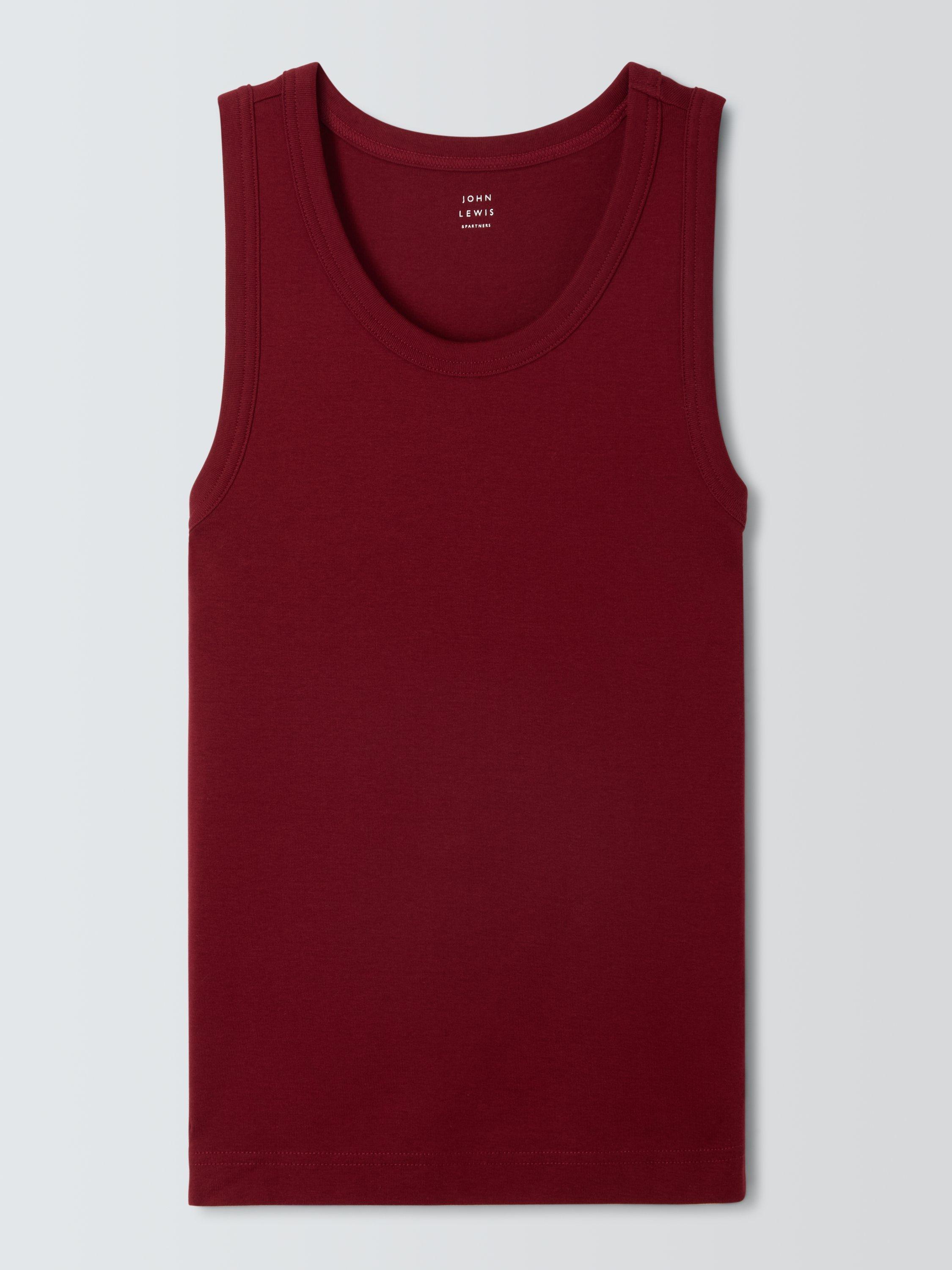 Product image 4 of 6, which shows John Lewis Cotton Sleeveless Tank Top, Burgundy, 6