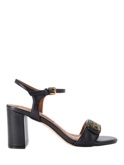 Kurt Geiger London Kensington Langley Leather Block Heel Sandals, Black, Black
