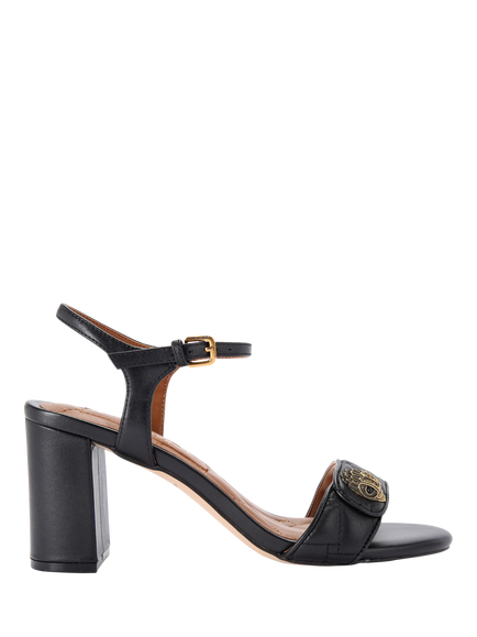 Kurt Geiger London Kensington Langley Leather Block Heel Sandals, Black, Black