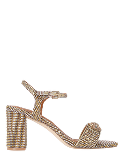 Kurt Geiger London Kensington Langley Fabric Block Heel Sandals, Beige, Beige