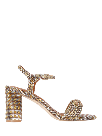 Kurt Geiger London Kensington Langley Fabric Block Heel Sandals, Beige, Beige