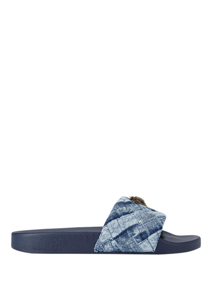 Kurt Geiger London Meena Eagle Sliders, Blue Denim, Blue Denim