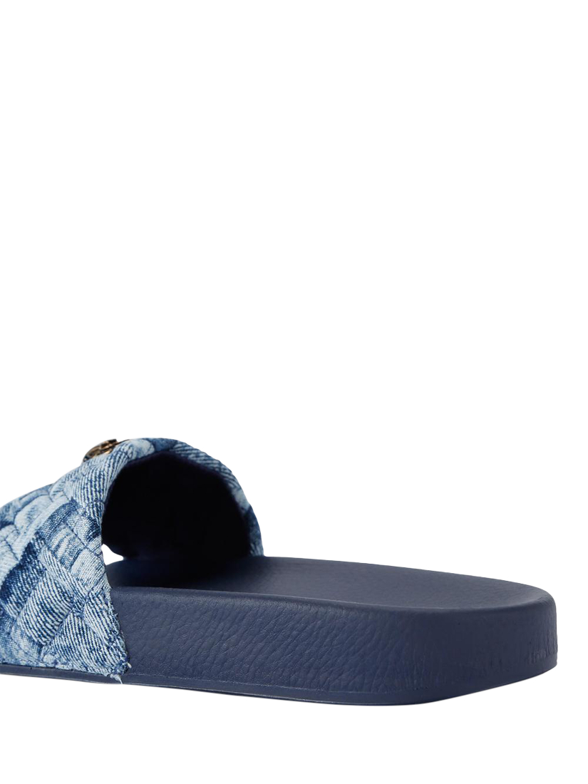 Product image 4 of 6, which shows Kurt Geiger London Meena Eagle Sliders, Blue Denim, 3