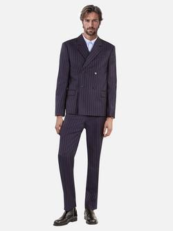 THE KOOPLES Straight Fit Wool Blend Double-Breasted Suit Jacket, Dark Navy, Dark Navy
