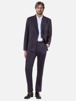 THE KOOPLES Straight Fit Wool Blend Double-Breasted Suit Jacket, Dark Navy - view 2, Dark Navy