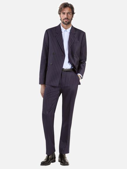 THE KOOPLES Straight Fit Wool Blend Double-Breasted Suit Jacket, Dark Navy - view 2, Dark Navy