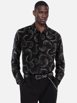 THE KOOPLES Regular Fit Abstract Shirt, Black/White, Black/White