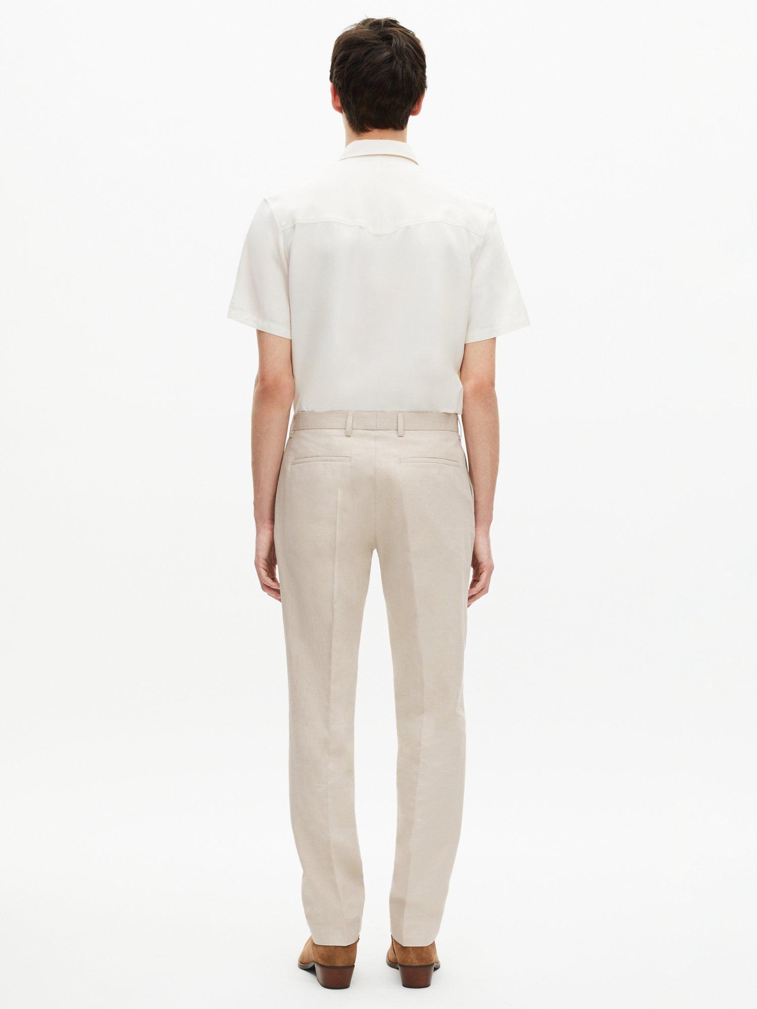 Product image 3 of 6, which shows THE KOOPLES Cotton Linen Blend Trousers, Cream, 30R