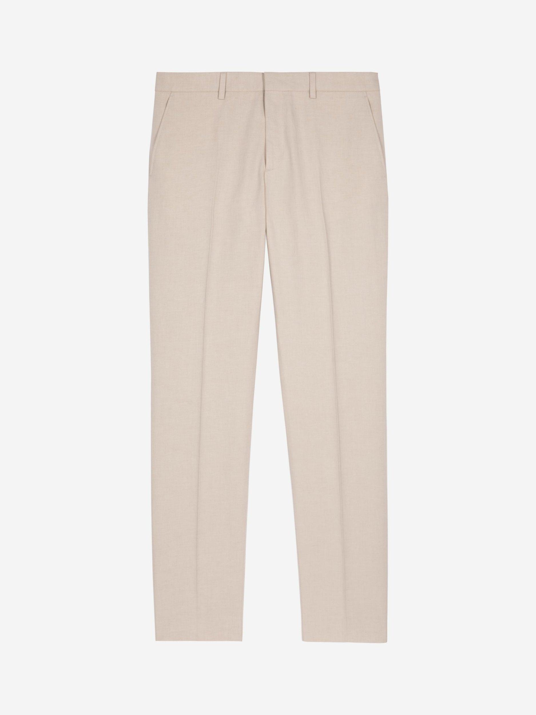 Product image 5 of 6, which shows THE KOOPLES Cotton Linen Blend Trousers, Cream, 30R