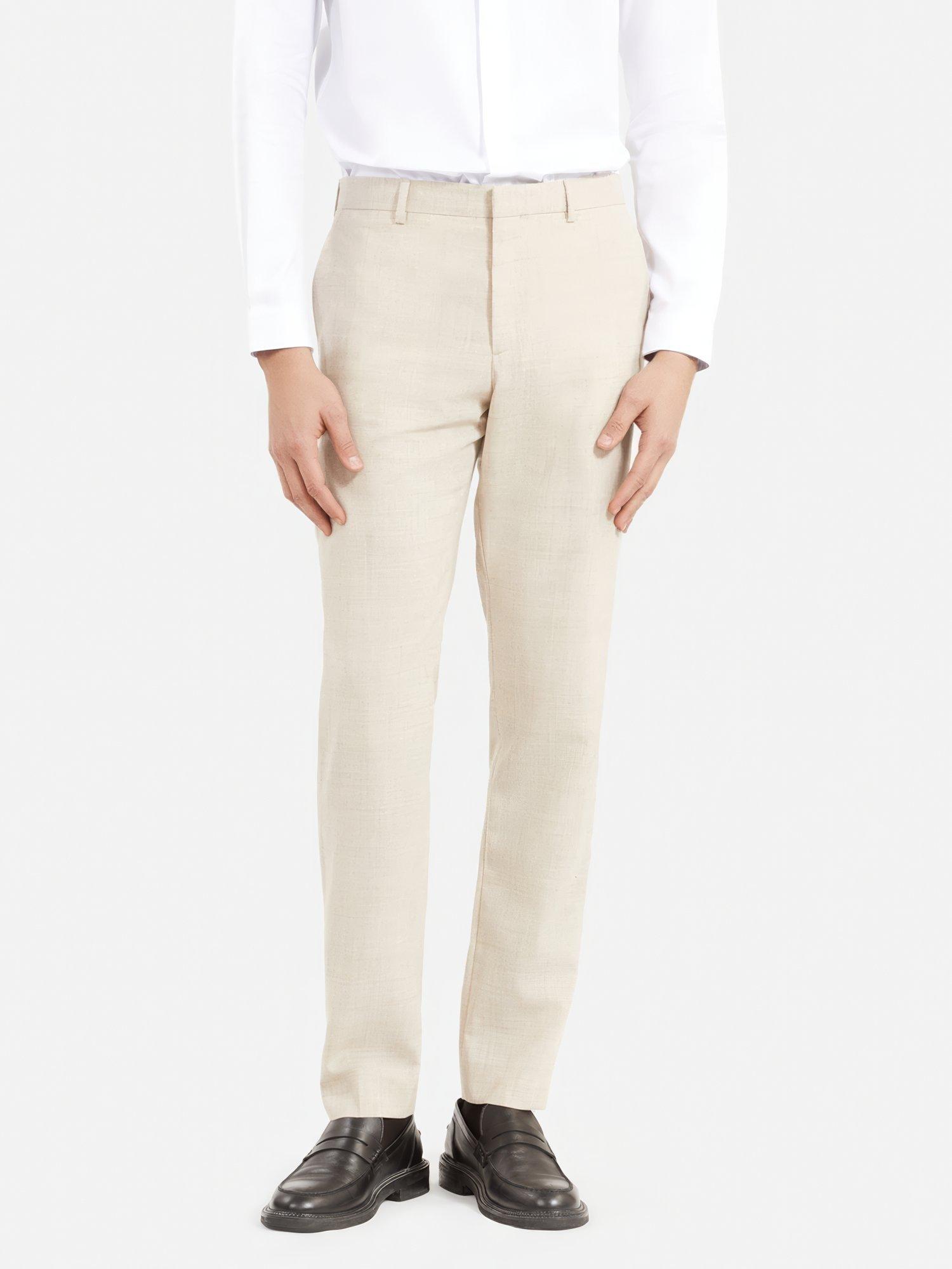 Product image 2 of 7, which shows THE KOOPLES Straight Fit Wool Suit Trousers, Beige, 30R