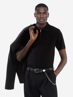 THE KOOPLES Cotton Silk Blend Regular Fit Short Sleeve Polo Shirt, Black - view 2, Black