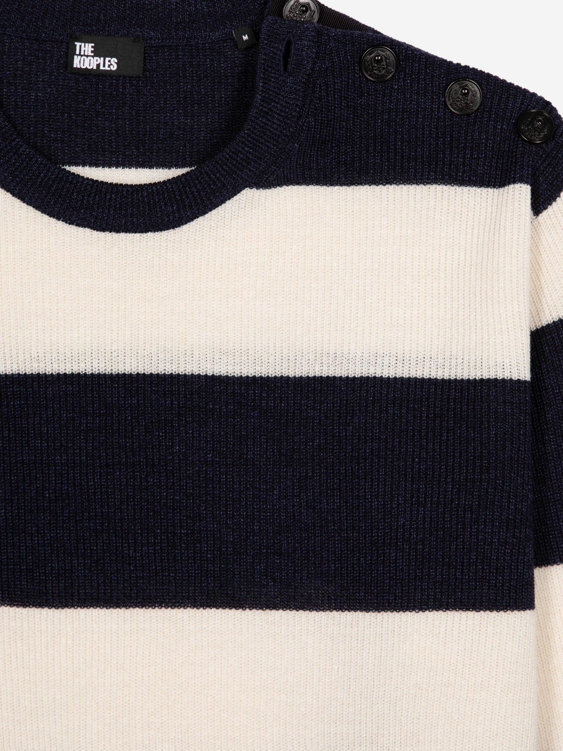 Product image 2 of 2, which shows THE KOOPLES Striped Button Shoulder Sweater, Navy Stripe, S