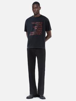 THE KOOPLES Cotton Regular Fit Short Sleeve Slogan T-Shirt, Black Washed Bla55, Black Washed Bla55