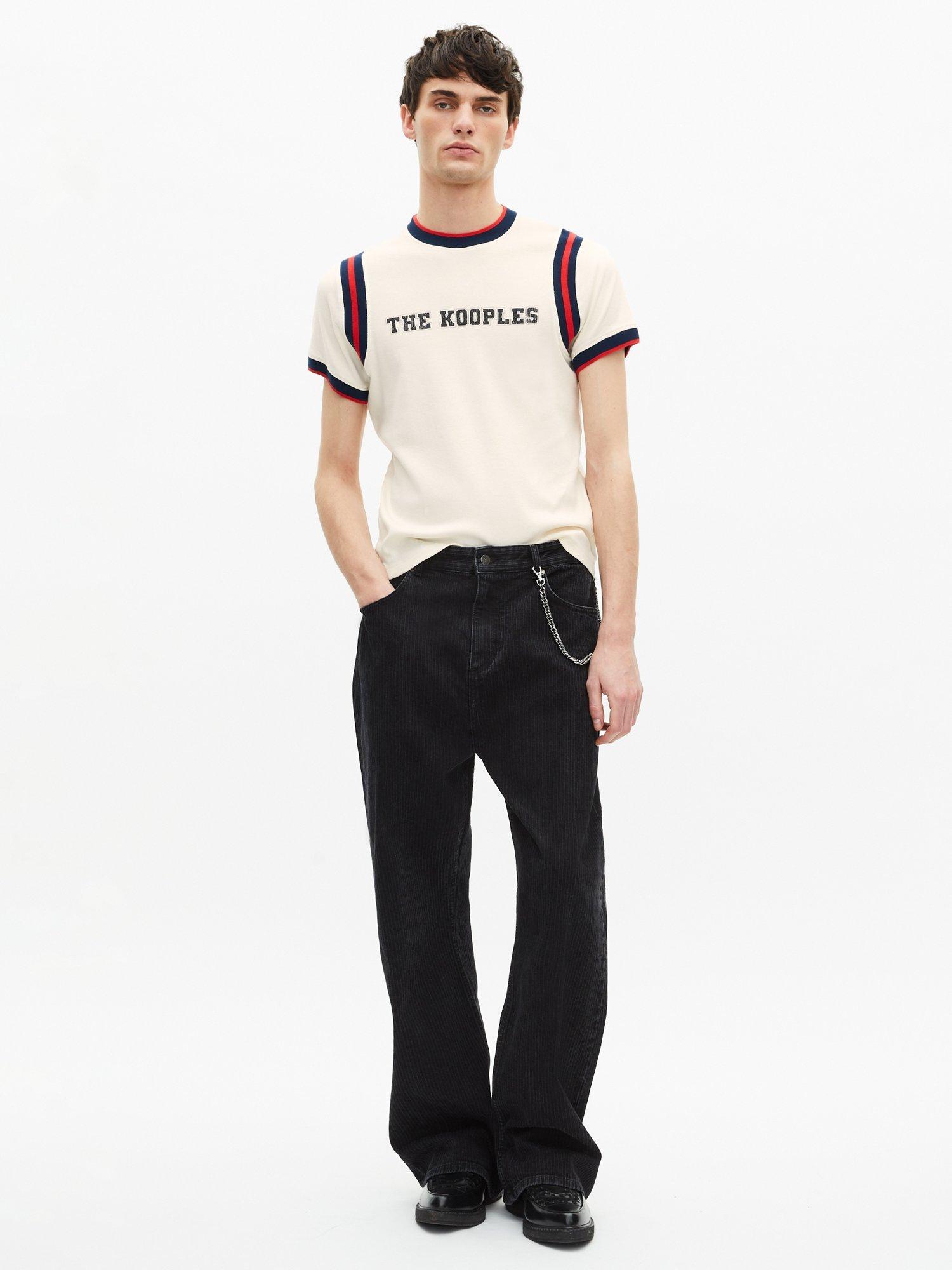 Product image 1 of 6, which shows THE KOOPLES Contrast Trim Logo T-Shirt, Cream, L