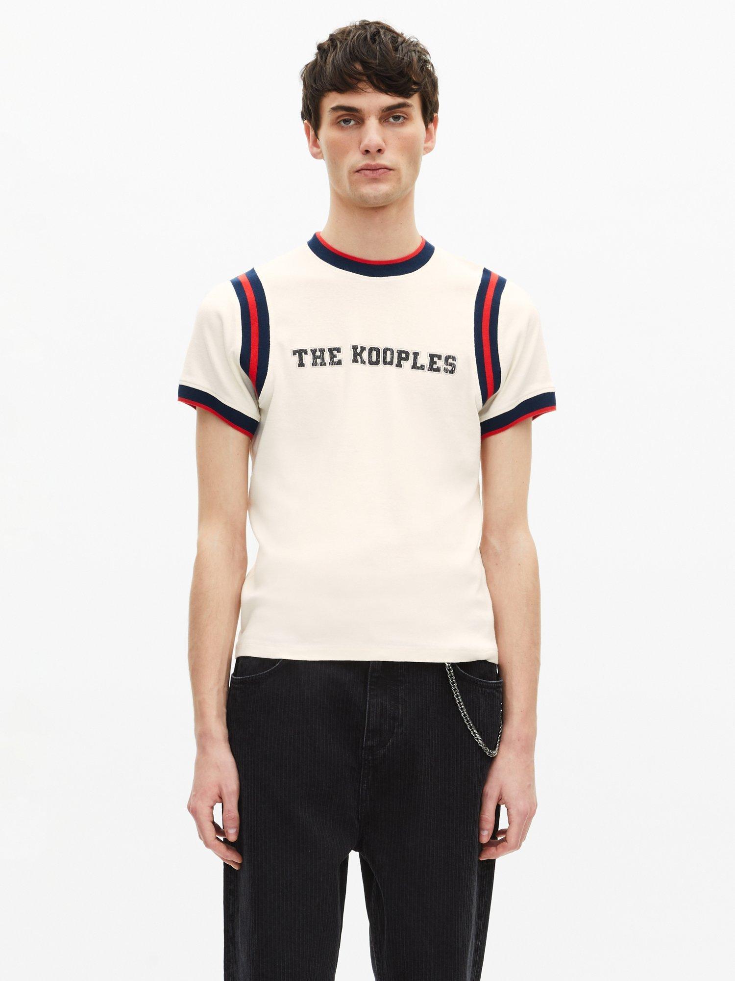 Product image 2 of 6, which shows THE KOOPLES Contrast Trim Logo T-Shirt, Cream, L
