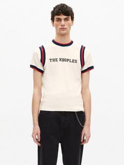 THE KOOPLES Contrast Trim Logo T-Shirt, Cream - view 2, Ecru