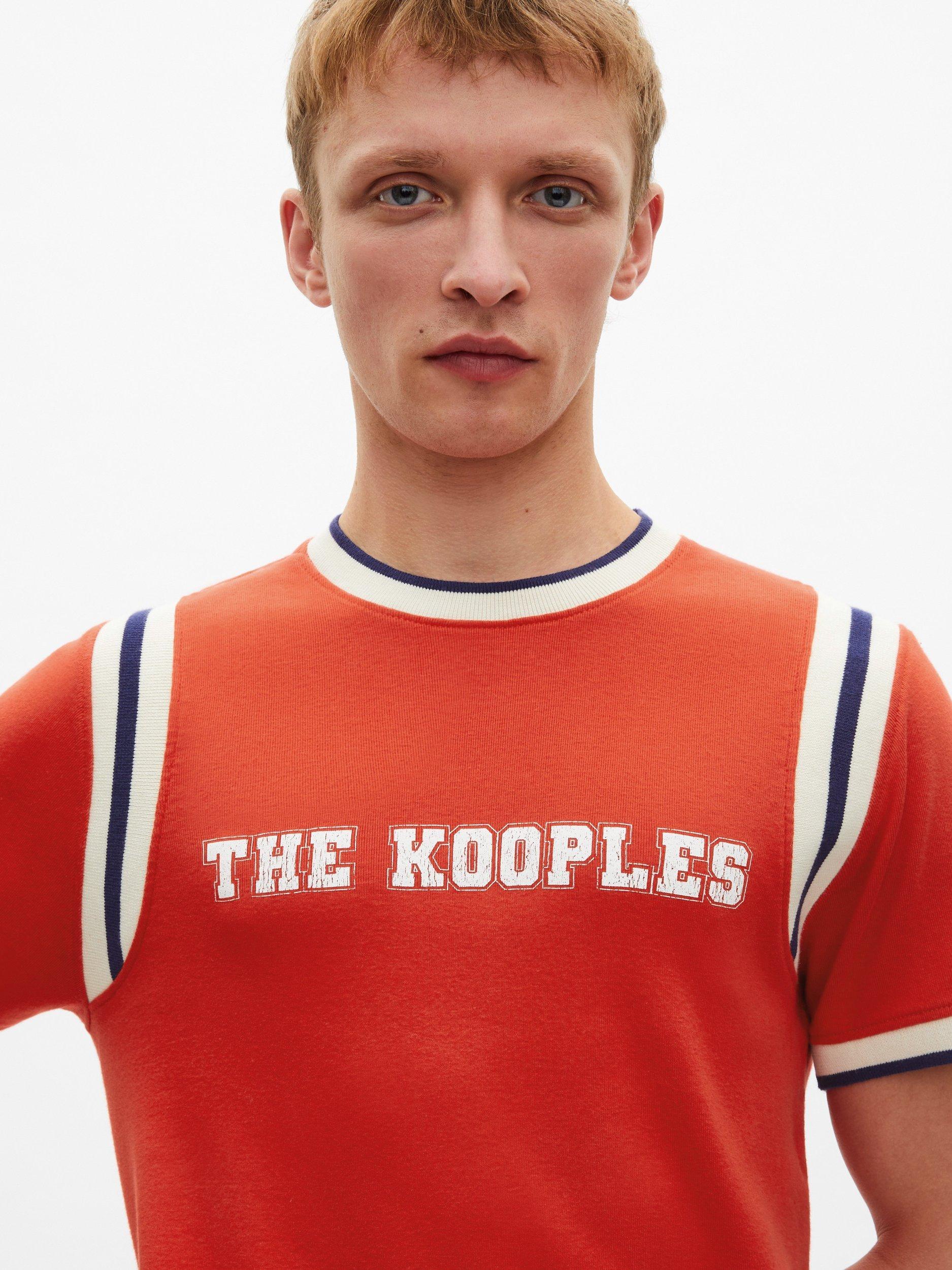 Product image 3 of 6, which shows THE KOOPLES Cotton Regular Fit Short Sleeve Varsity T-Shirt, Red, L